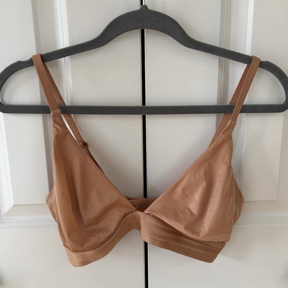 Negative Underwear Glacé Triangle Bralette Womens Size M in Buff